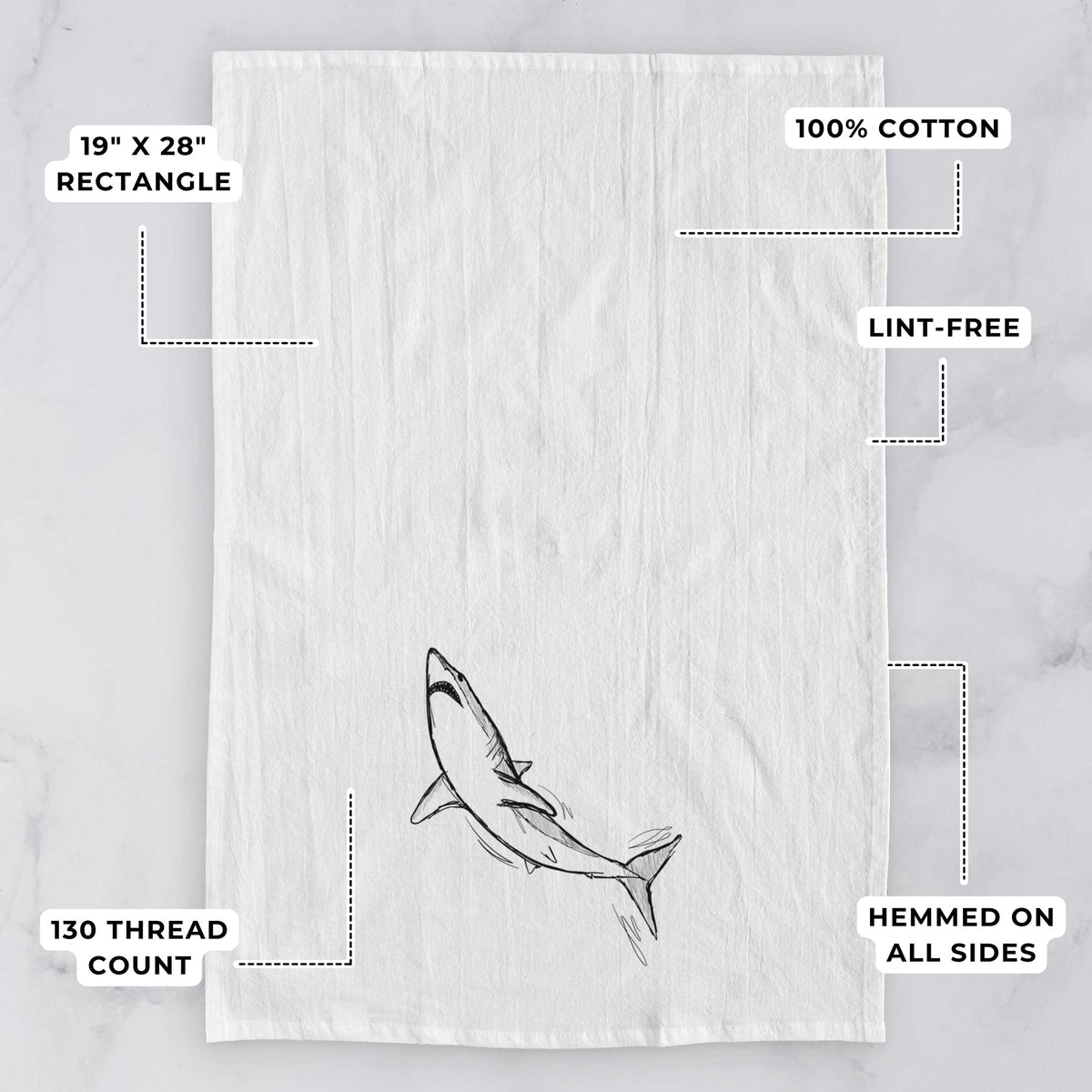 Shortfin Mako Shark Tea Towel