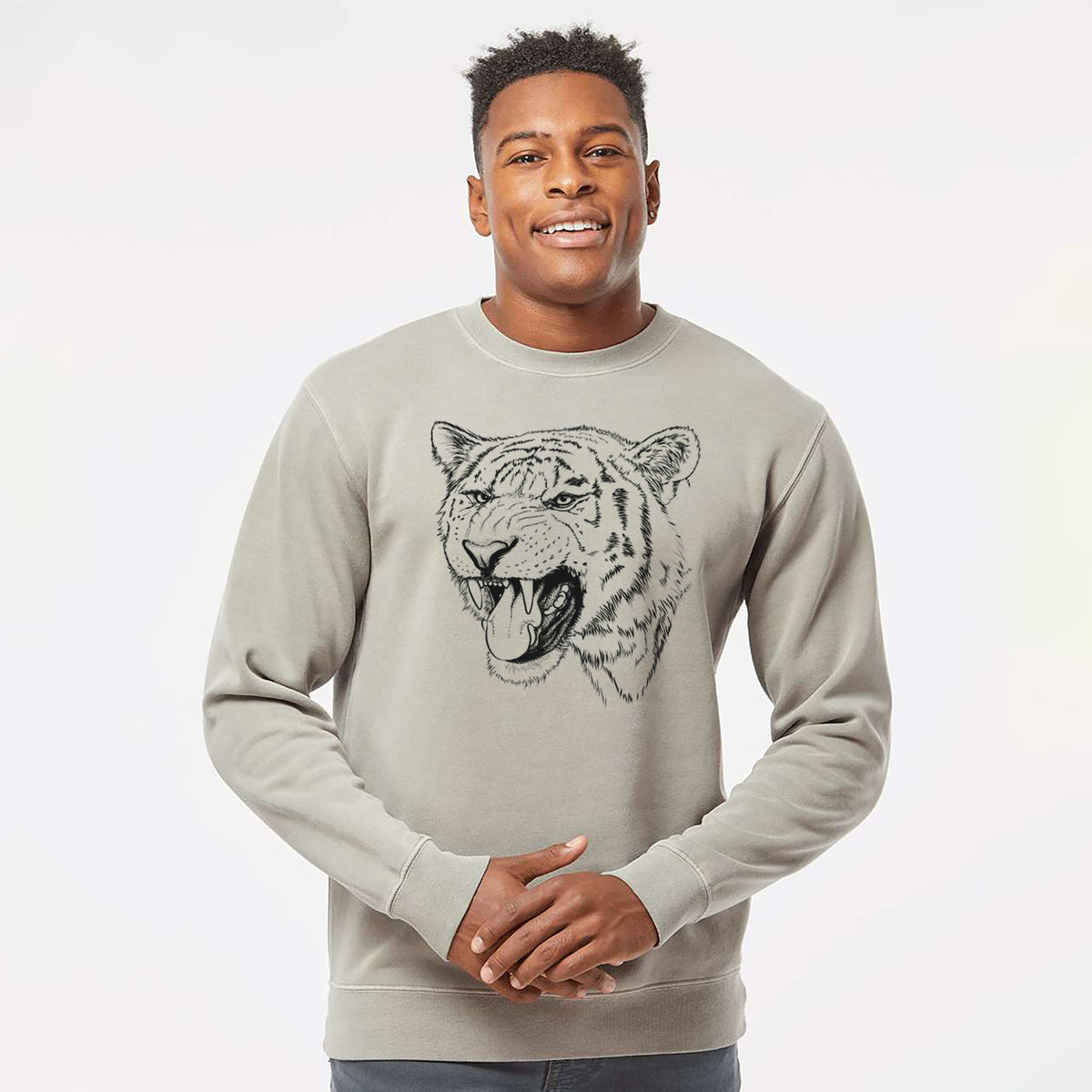 Siberian Tiger - Panthera tigris altaica - Unisex Pigment Dyed Crew Sweatshirt