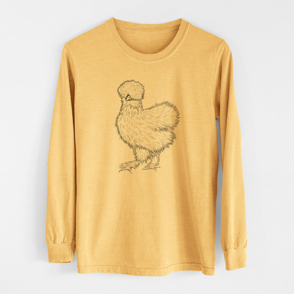 Silkie Chicken - Men&#39;s Heavyweight 100% Cotton Long Sleeve