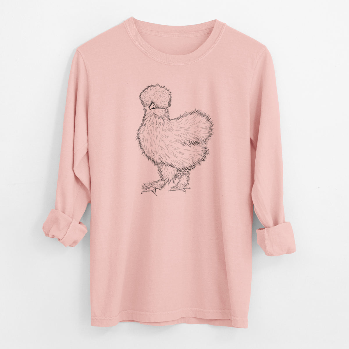 Silkie Chicken - Men&#39;s Heavyweight 100% Cotton Long Sleeve