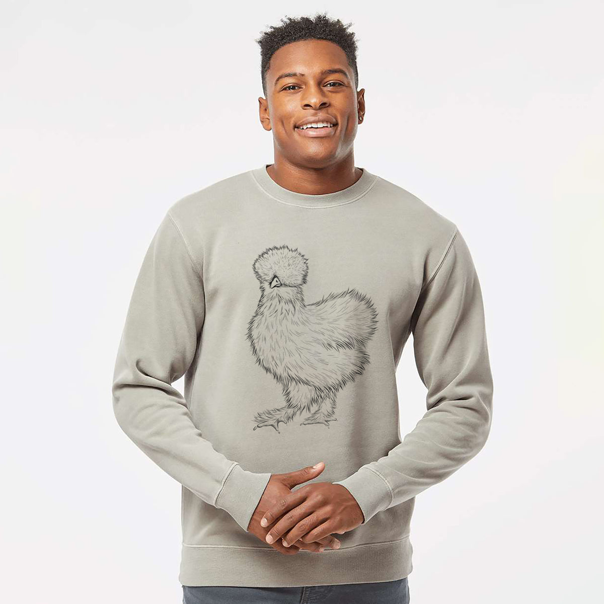 Silkie Chicken - Unisex Pigment Dyed Crew Sweatshirt