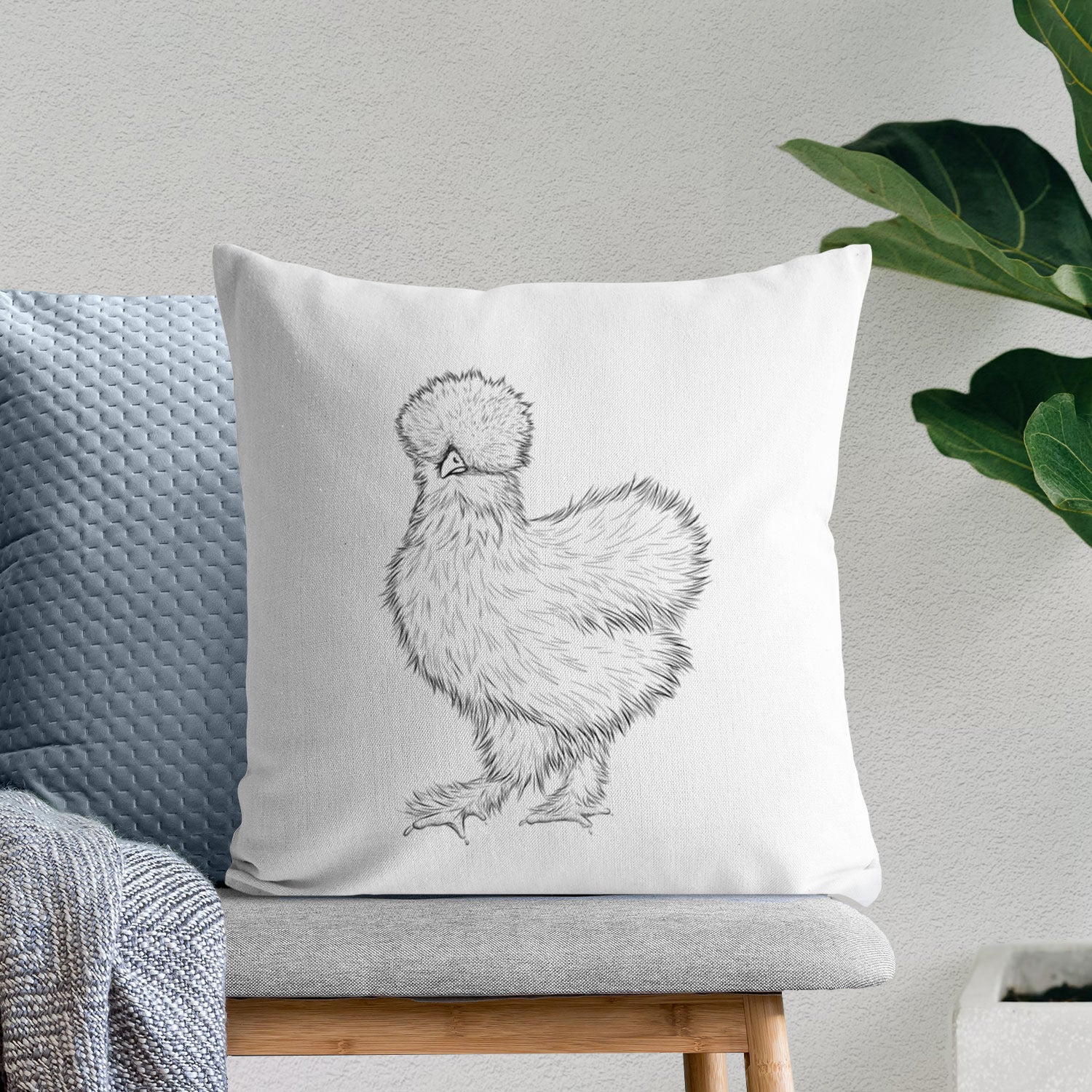 Silkie Chicken - Throw Pillow Cover