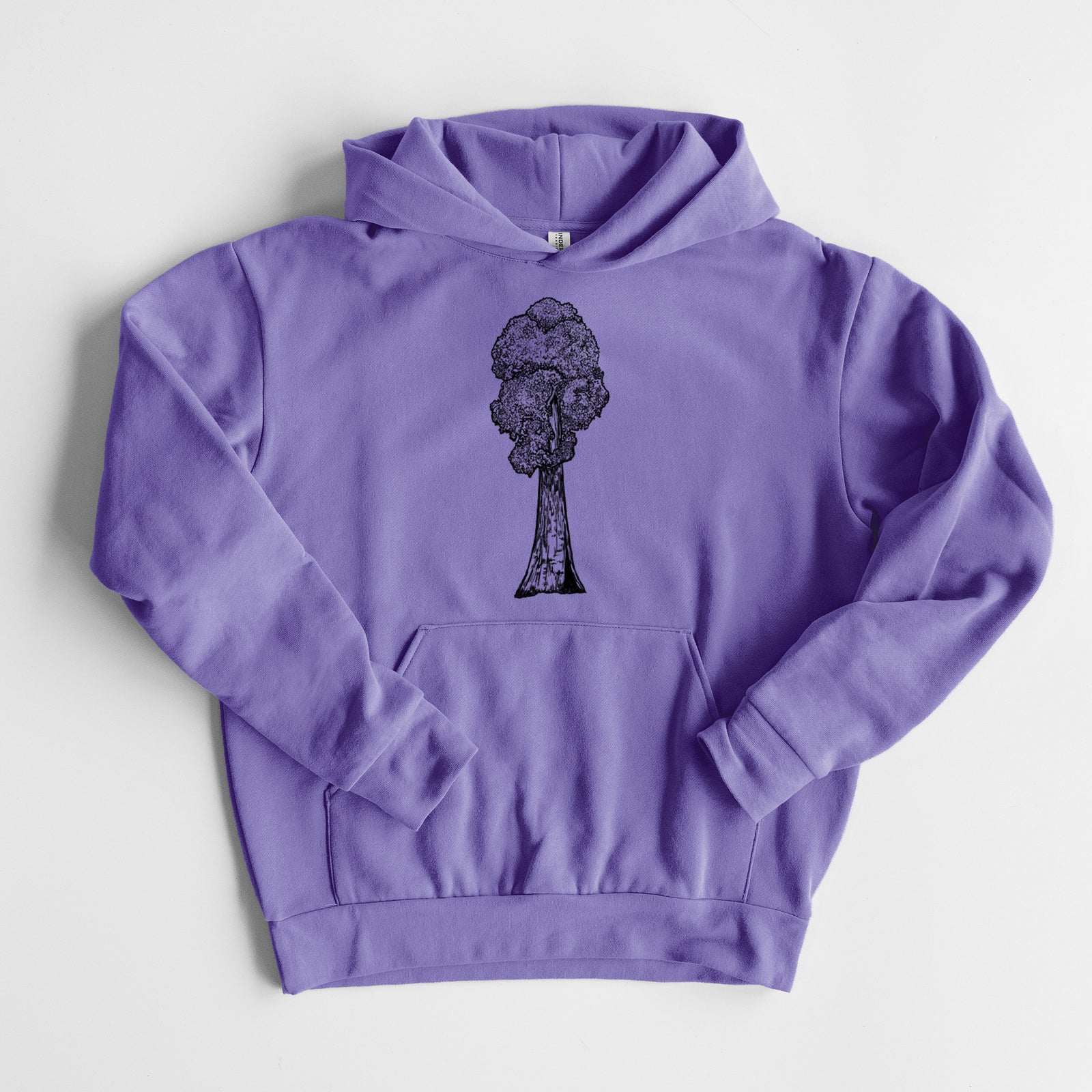 Sequoia - Statement Midweight Hoodie in Violet, laid flat, showing the oversized boxy fit and front kangaroo pocket.