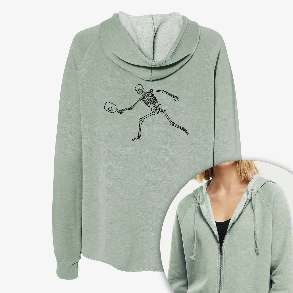 The Pickleball Block Volley - Skeleton Collection - Women's Cali Wave Zip-Up Sweatshirt