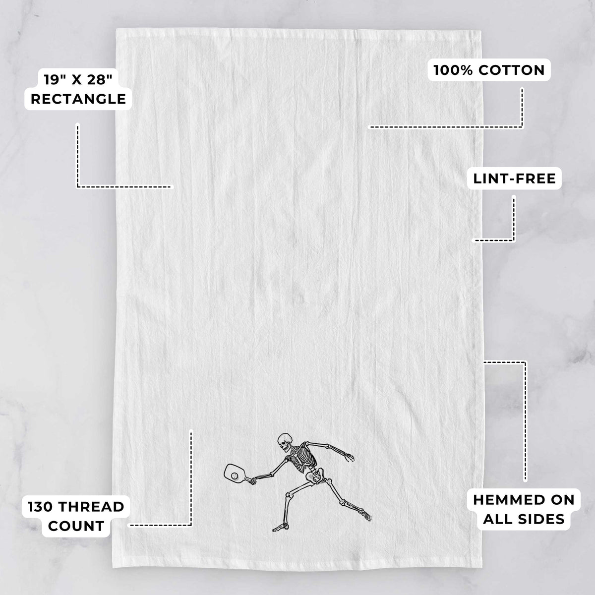The Pickleball Block Volley - Skeleton Collection Tea Towel