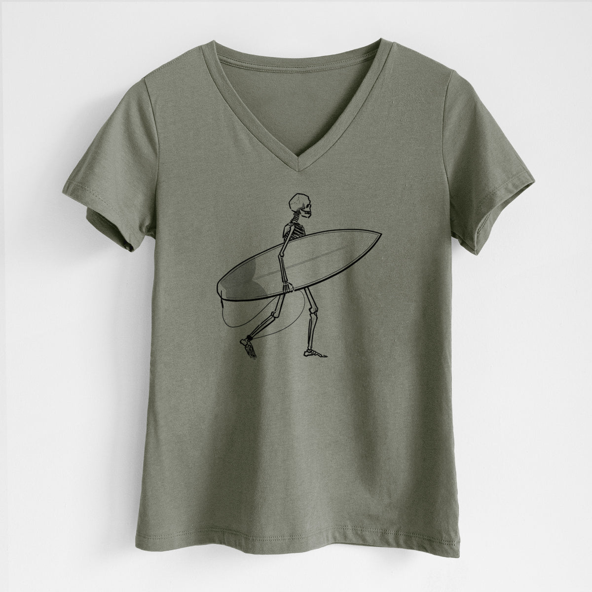 Seeking Swells - Skeleton Collection - Women's Lightweight Relaxed Fit 100% Cotton V-neck