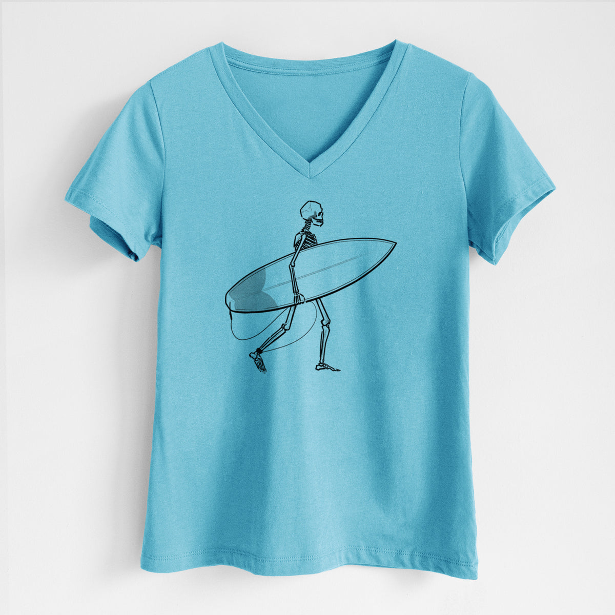 Seeking Swells - Skeleton Collection - Women's Lightweight Relaxed Fit 100% Cotton V-neck