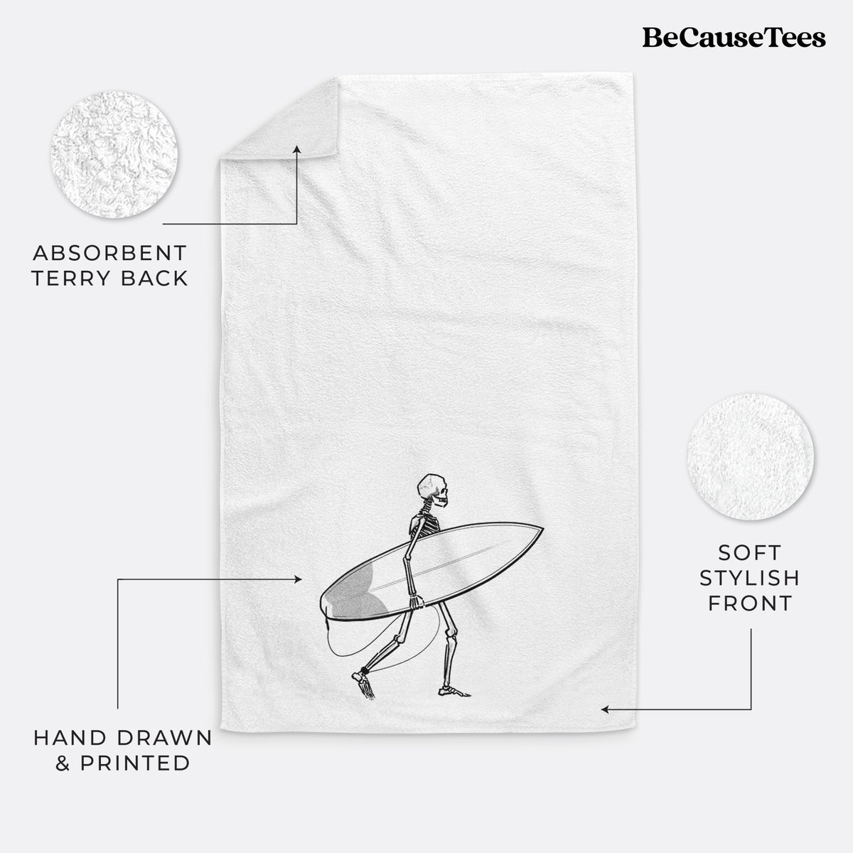 Seeking Swells - Skeleton Collection Premium Decorative Hand Towel