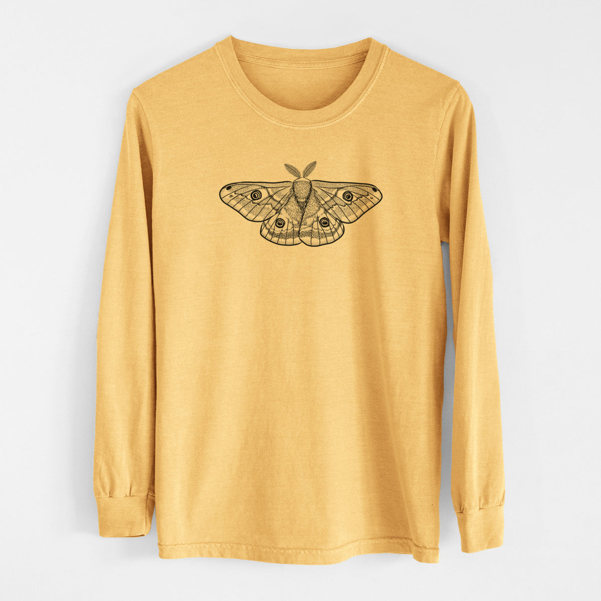 Saturnia pavonia - Small Emperor Moth - Men&#39;s Heavyweight 100% Cotton Long Sleeve