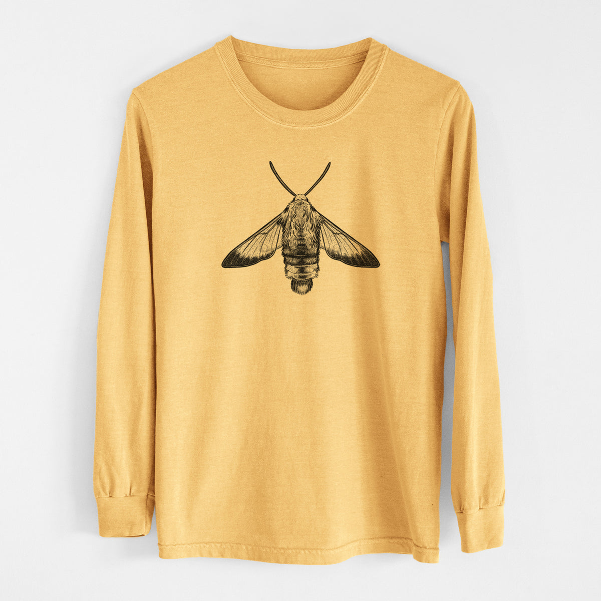 Snowberry Clearwing Moth - Hemaris diffinis - Men&#39;s Heavyweight 100% Cotton Long Sleeve