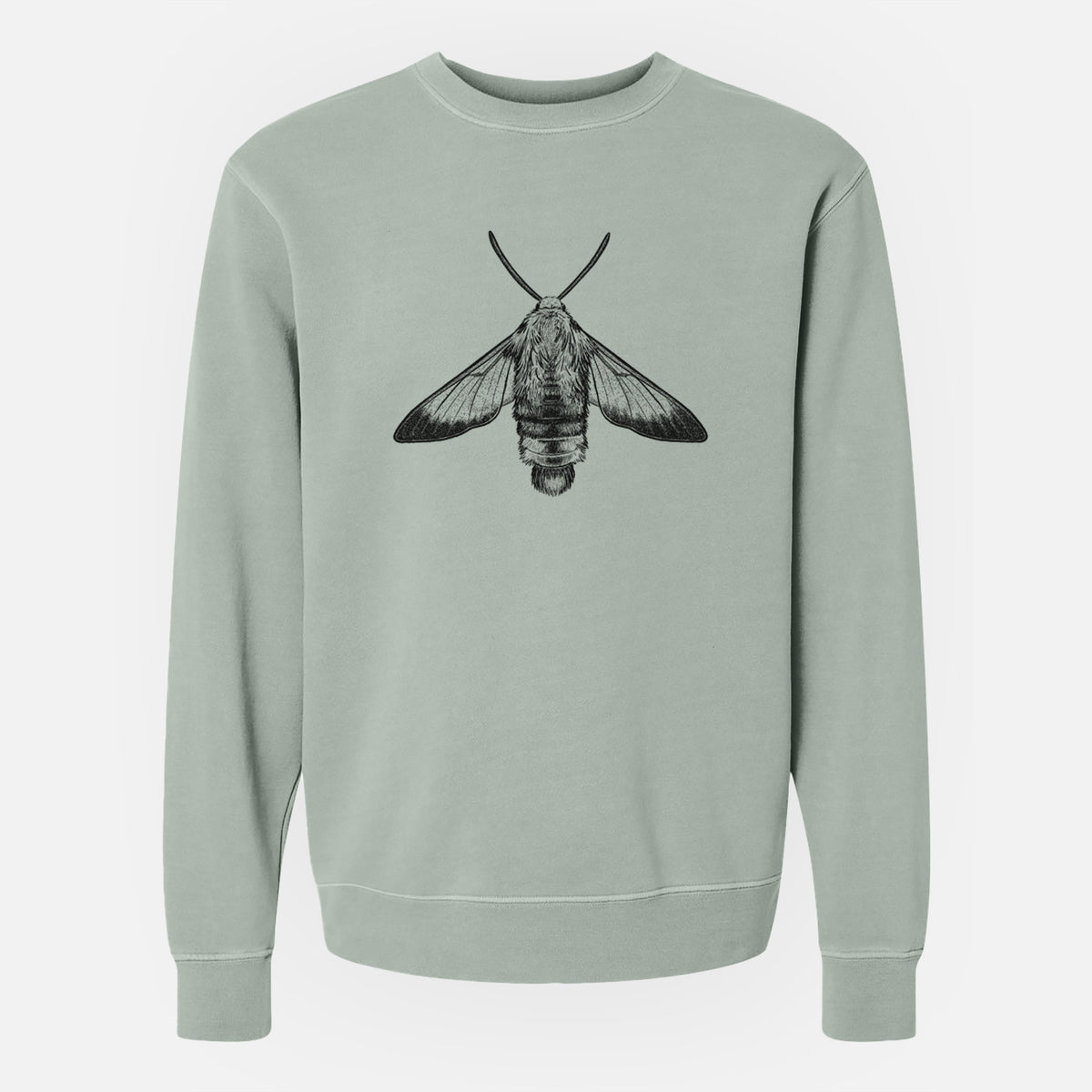 Snowberry Clearwing Moth - Hemaris diffinis - Unisex Pigment Dyed Crew Sweatshirt