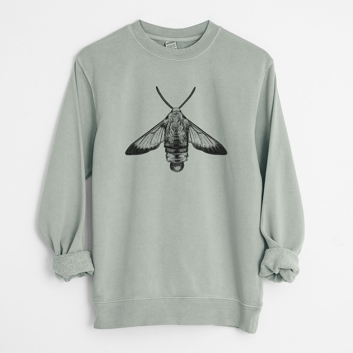 Snowberry Clearwing Moth - Hemaris diffinis - Unisex Pigment Dyed Crew Sweatshirt