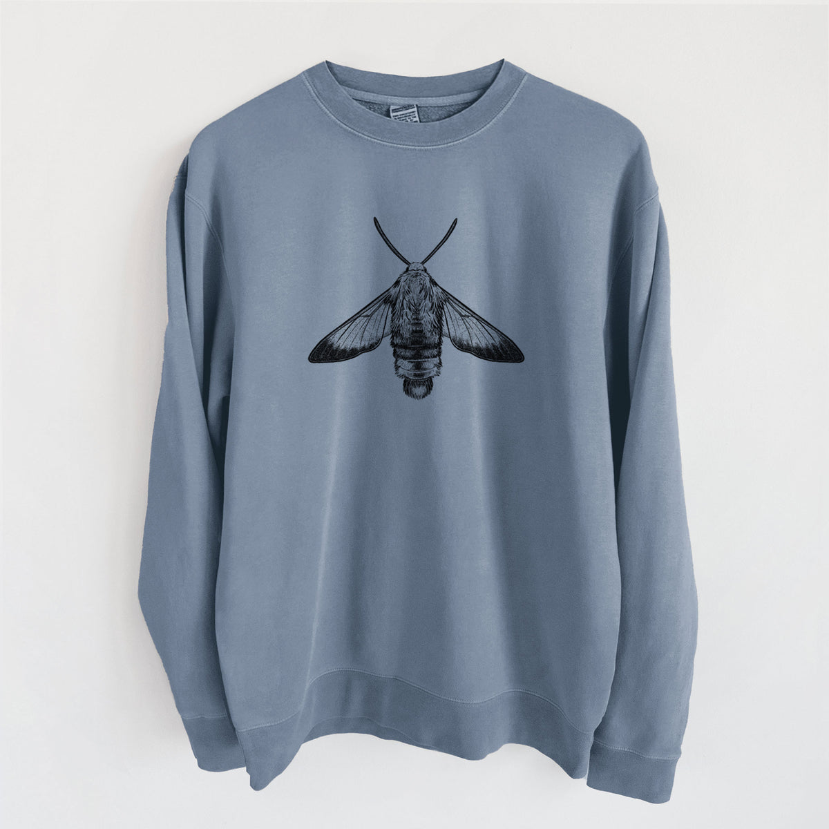 Snowberry Clearwing Moth - Hemaris diffinis - Unisex Pigment Dyed Crew Sweatshirt