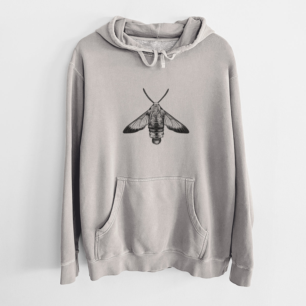 Snowberry Clearwing Moth - Hemaris diffinis - Unisex Pigment Dyed Hoodie