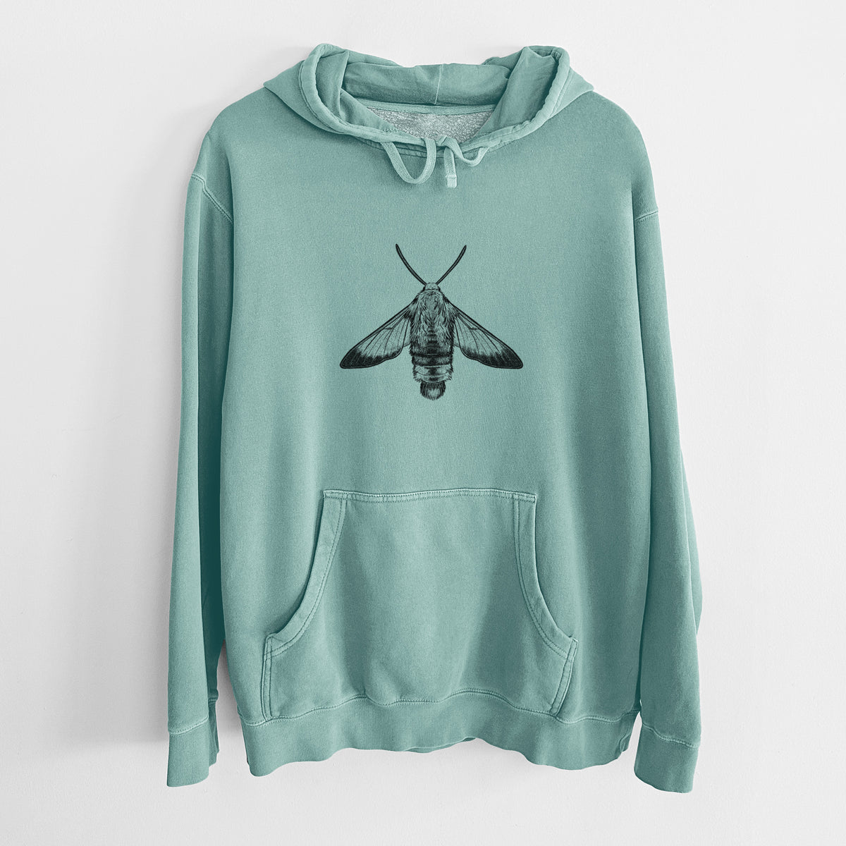 Snowberry Clearwing Moth - Hemaris diffinis - Unisex Pigment Dyed Hoodie