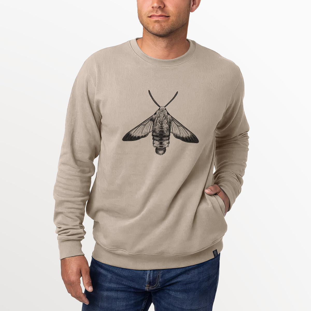 Snowberry Clearwing Moth - Hemaris diffinis  - Unisex Reclaimed Crewneck Sweatshirt