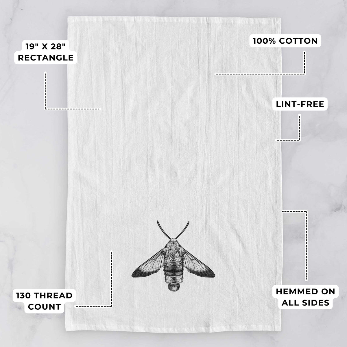 Snowberry Clearwing Moth - Hemaris diffinis Tea Towel