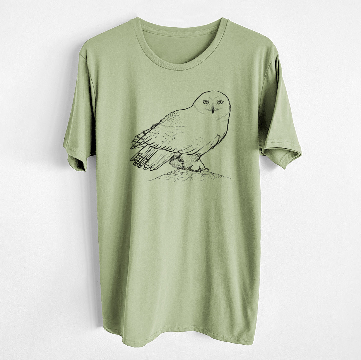 CLOSEOUT - Snowy Owl - Bubo scandiacus - Unisex Crewneck - Made in USA - 100% Organic Cotton