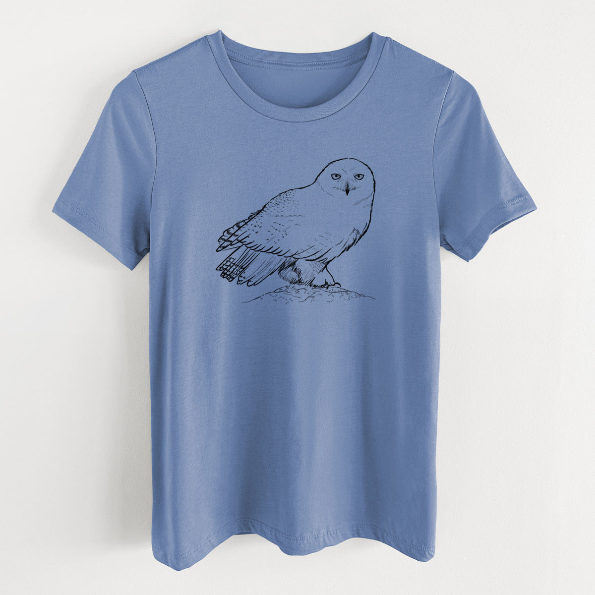 Snowy Owl - Bubo scandiacus - Women&#39;s Lightweight Relaxed Fit 100% Cotton Crewneck