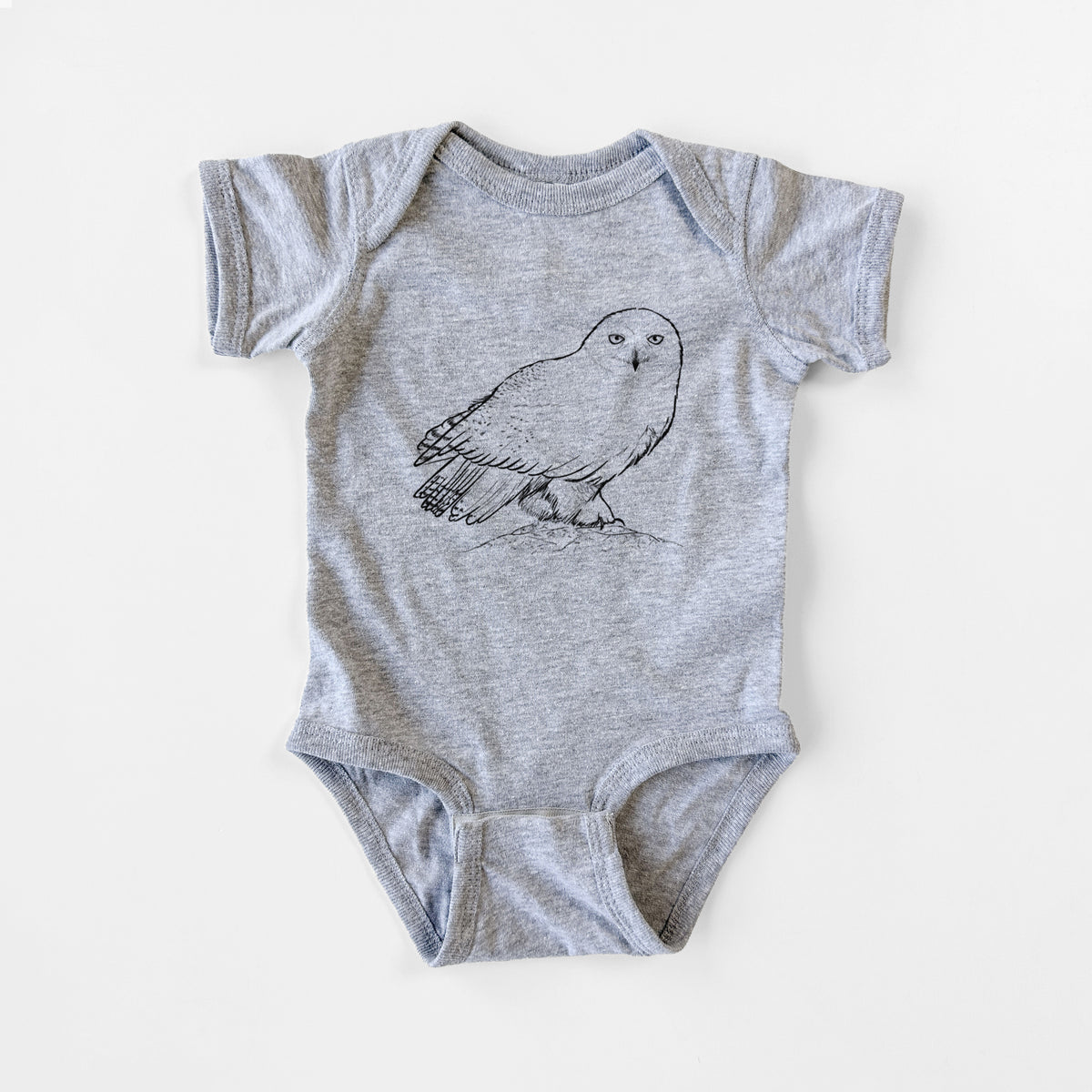 Snowy Owl - Bubo scandiacus - Baby Fine Jersey Bodysuit