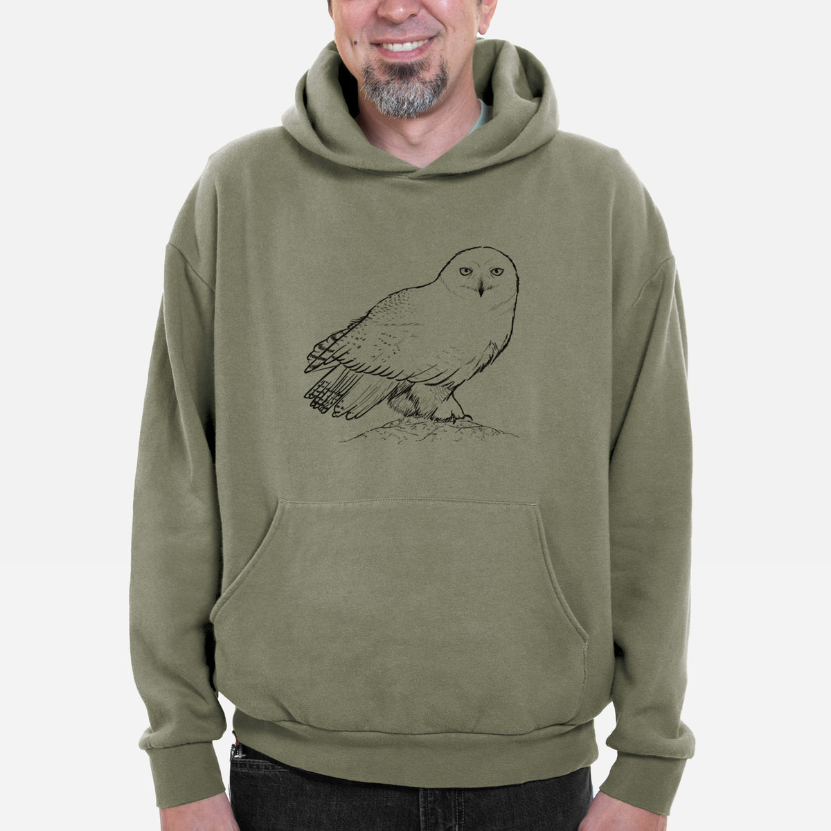 Snowy Owl - Bubo scandiacus  - Bodega Midweight Hoodie