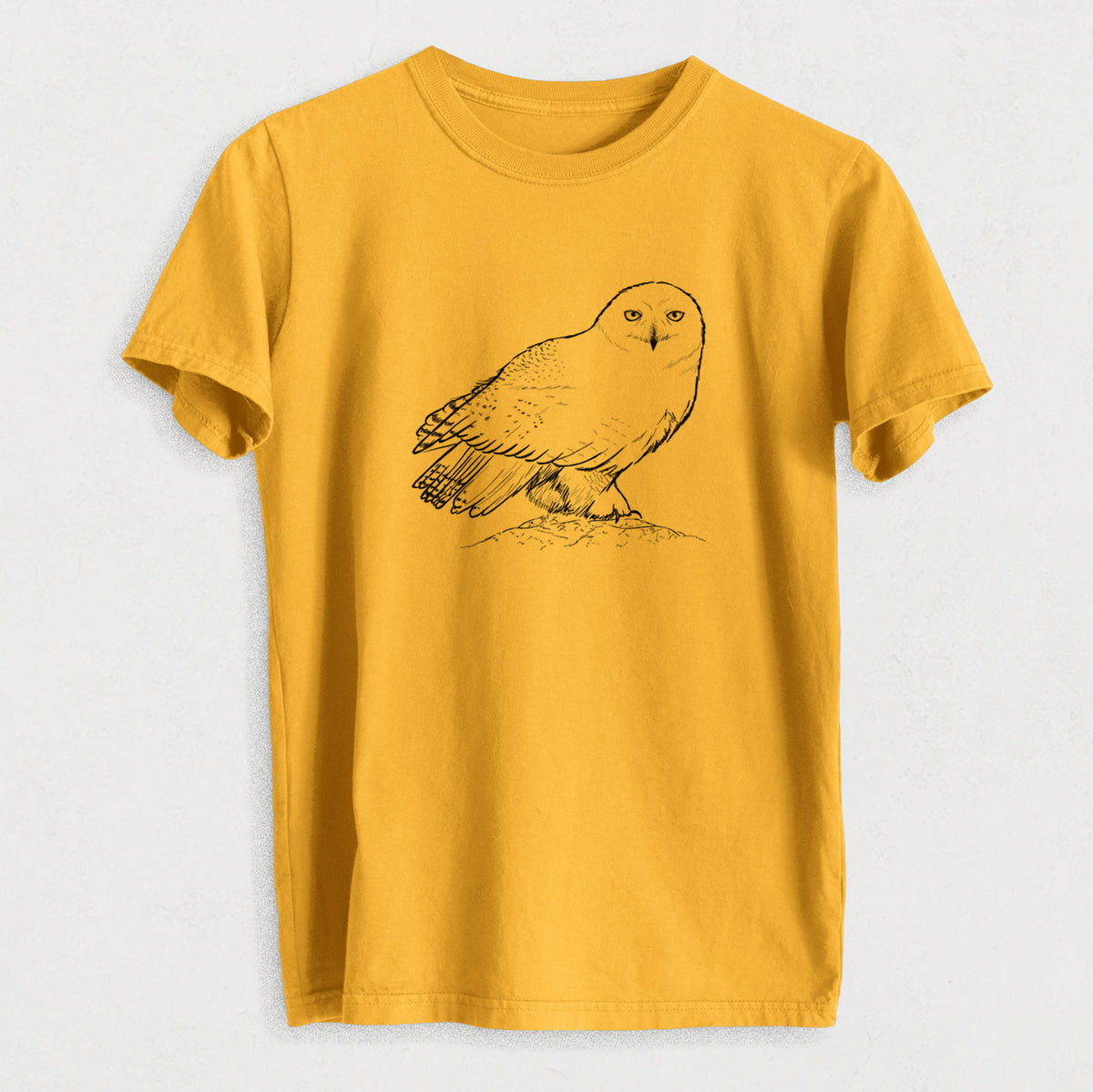 Snowy Owl - Bubo scandiacus - Heavyweight Men&#39;s 100% Organic Cotton Tee