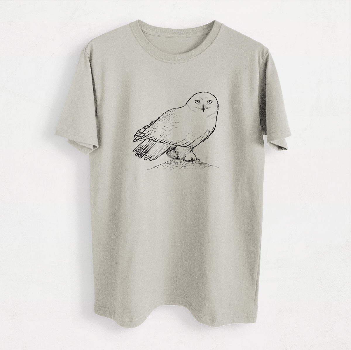 Snowy Owl - Bubo scandiacus - Heavyweight Men&#39;s 100% Organic Cotton Tee