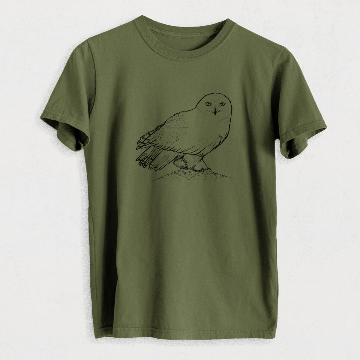 Snowy Owl - Bubo scandiacus - Heavyweight Men&#39;s 100% Organic Cotton Tee