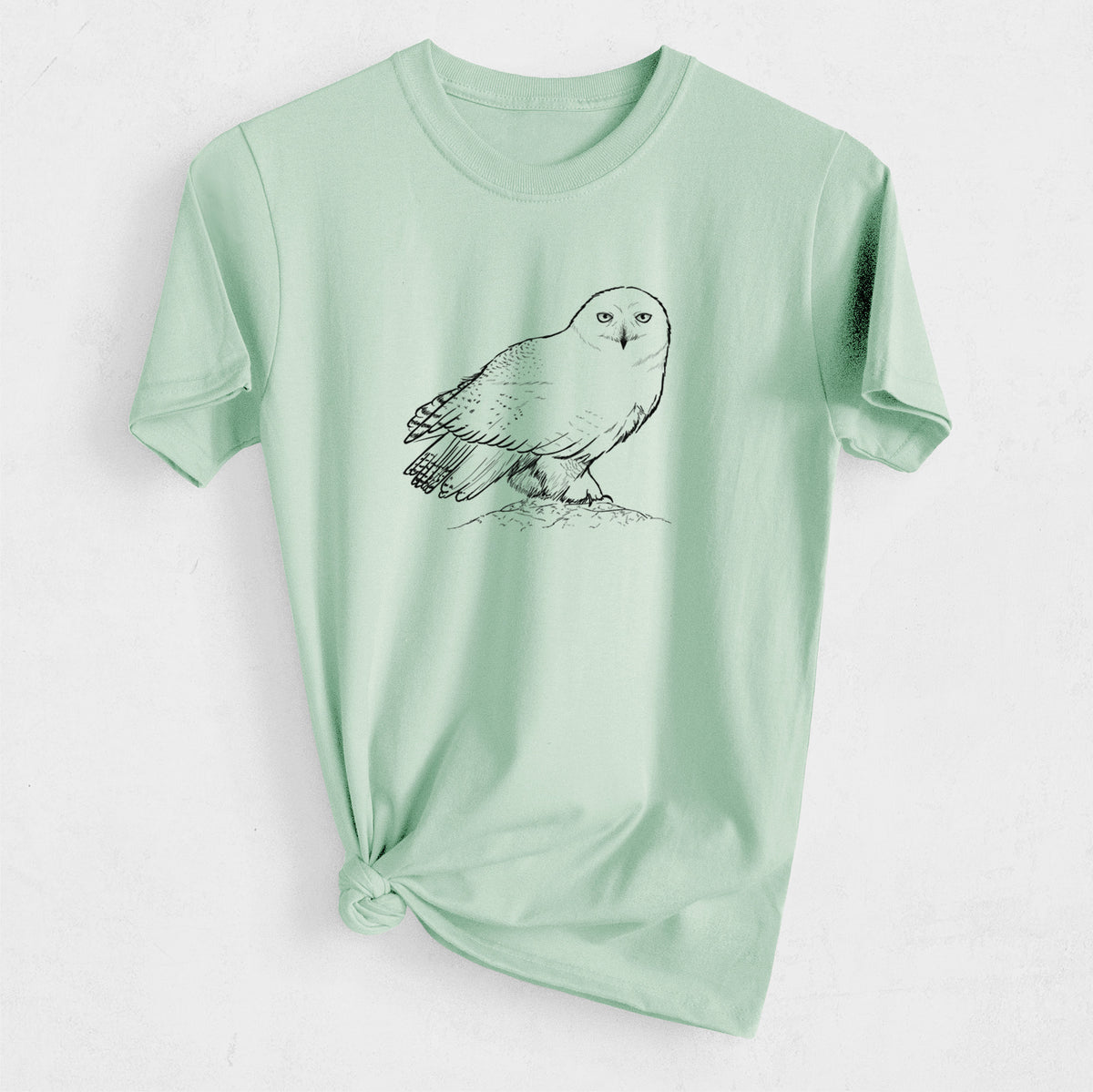 Snowy Owl - Bubo scandiacus - Heavyweight Men&#39;s 100% Organic Cotton Tee