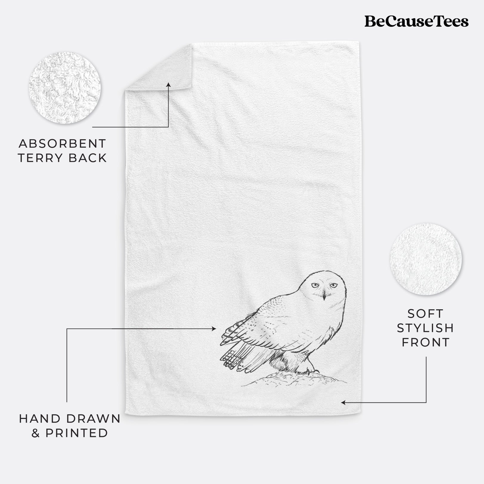 Snowy Owl - Bubo scandiacus Premium Decorative Hand Towel
