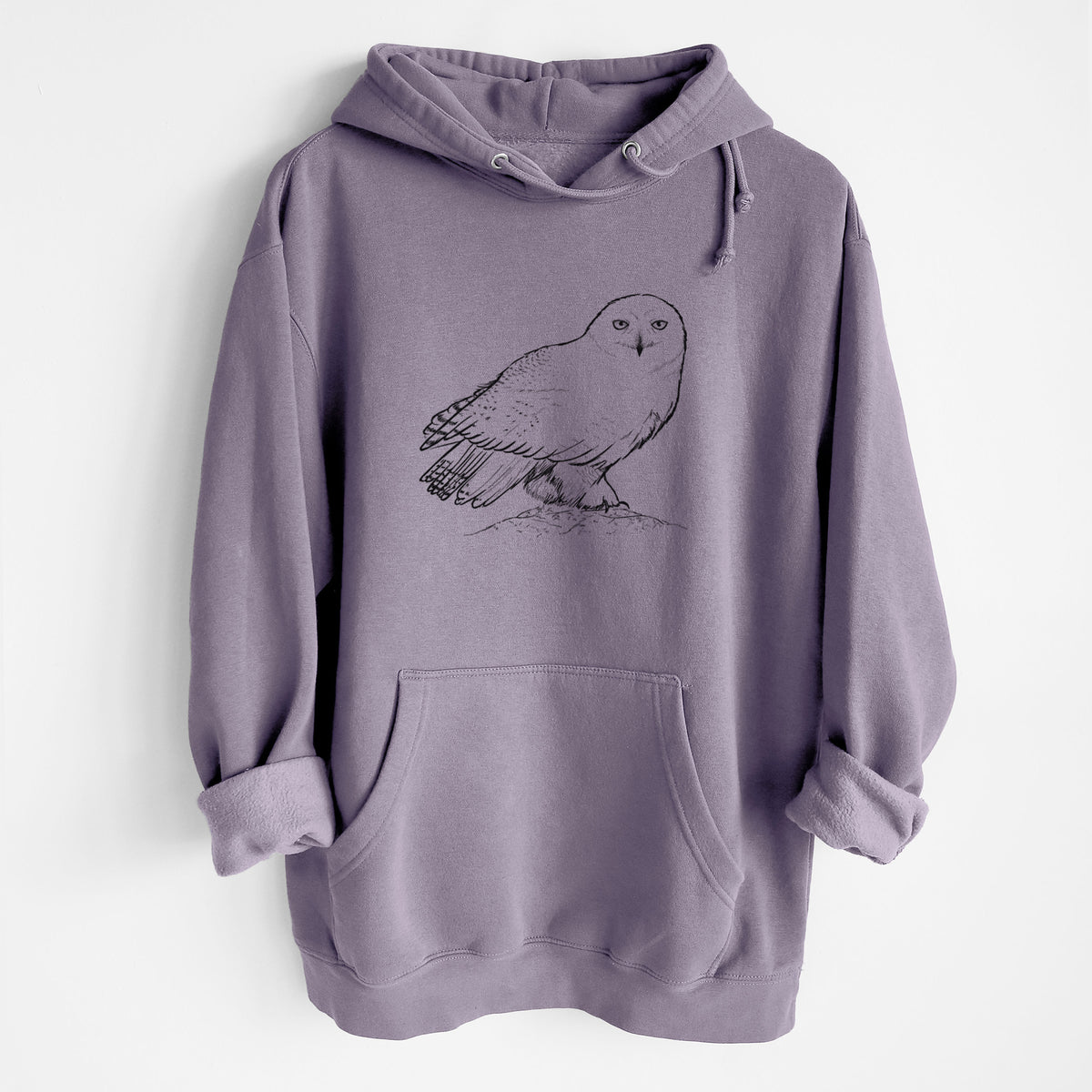 Snowy Owl - Bubo scandiacus - Heavyweight Fleece Hoodie