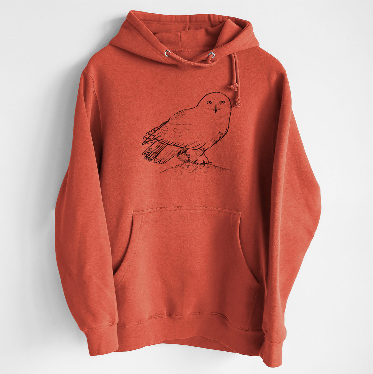 Snowy Owl - Bubo scandiacus - Heavyweight Fleece Hoodie