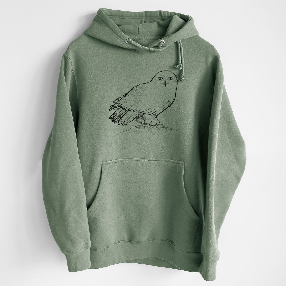 Snowy Owl - Bubo scandiacus - Heavyweight Fleece Hoodie