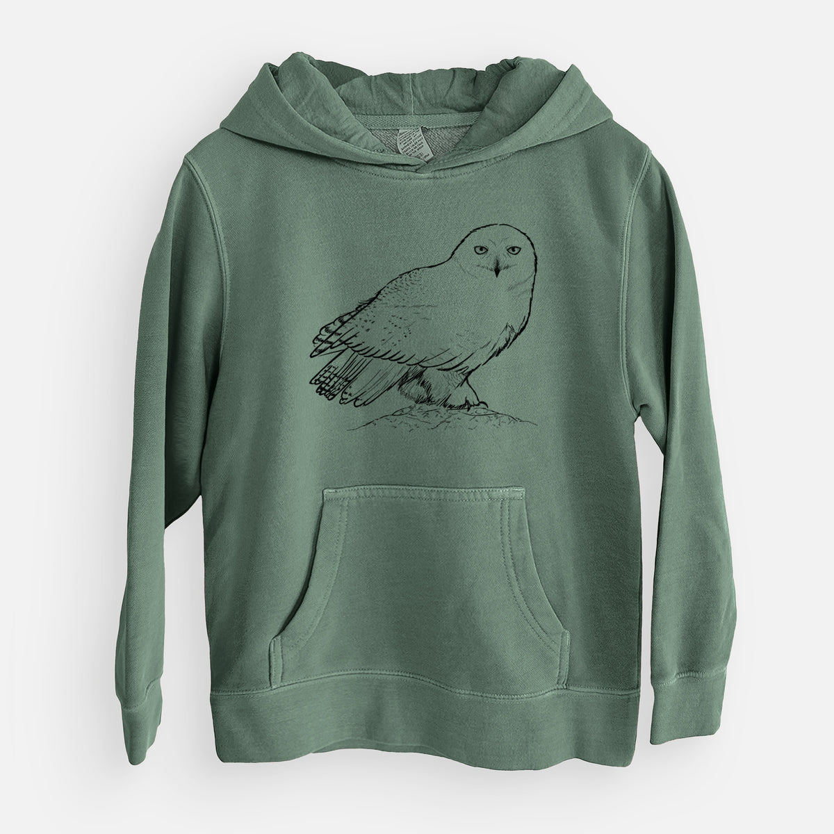 Snowy Owl - Bubo scandiacus - Youth Pigment Dyed Hoodie