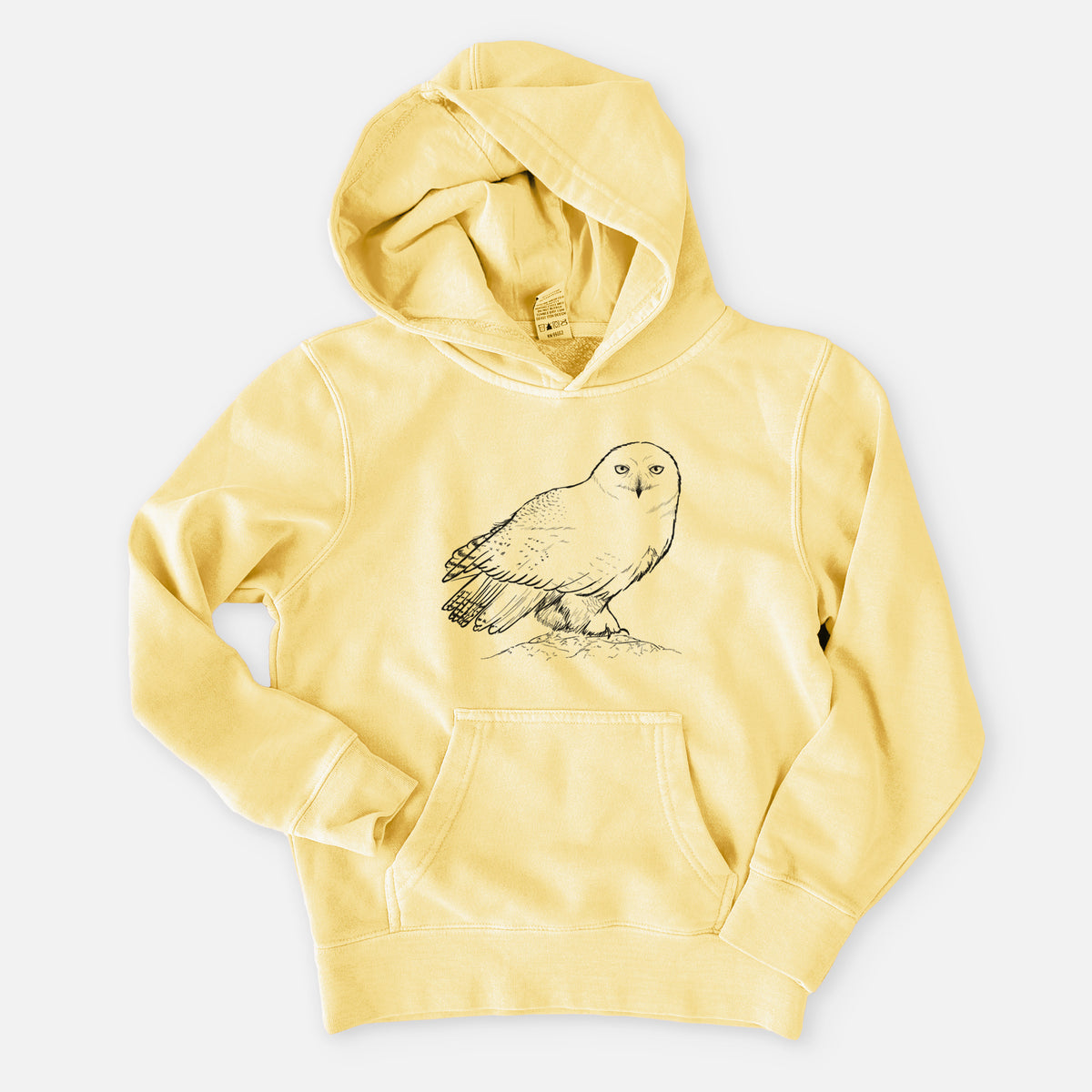 Snowy Owl - Bubo scandiacus - Youth Pigment Dyed Hoodie