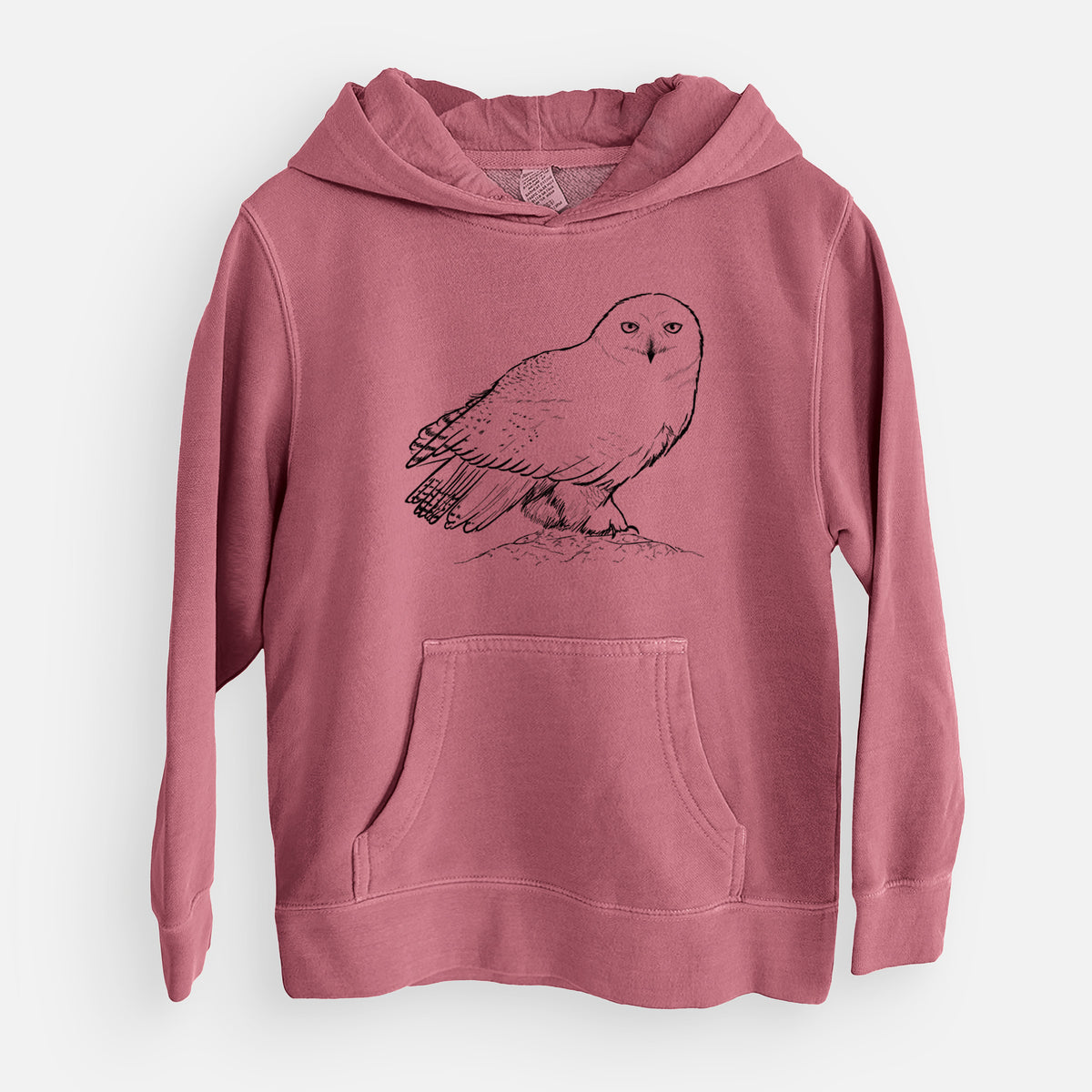 Snowy Owl - Bubo scandiacus - Youth Pigment Dyed Hoodie