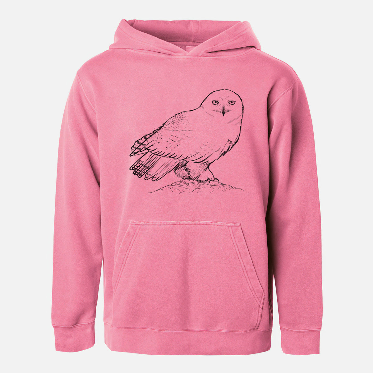 Snowy Owl - Bubo scandiacus - Youth Pigment Dyed Hoodie