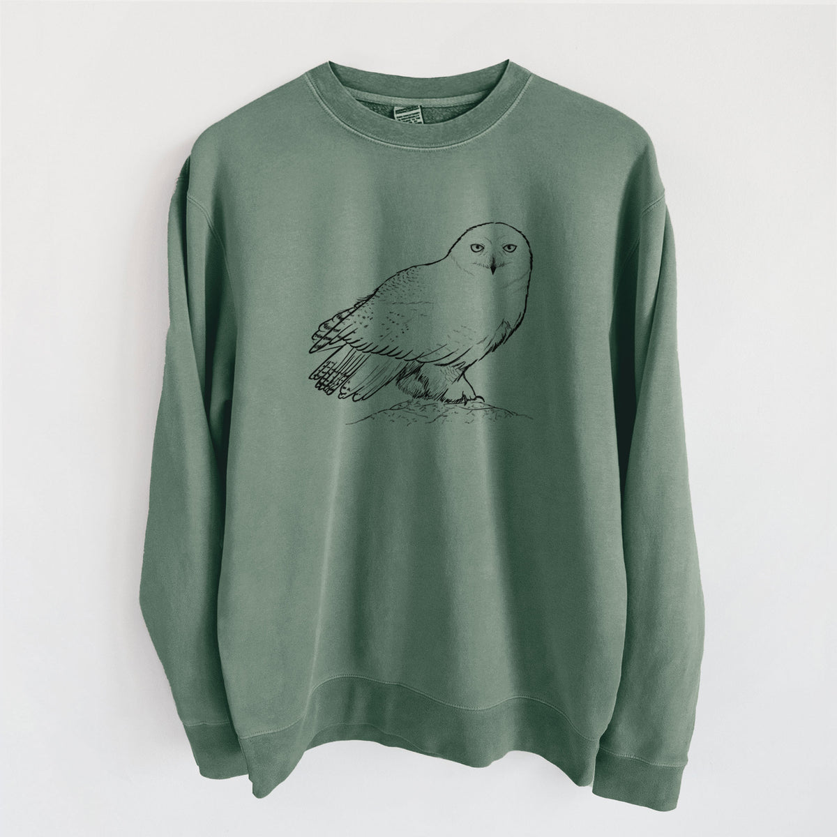 Snowy Owl - Bubo scandiacus - Unisex Pigment Dyed Crew Sweatshirt
