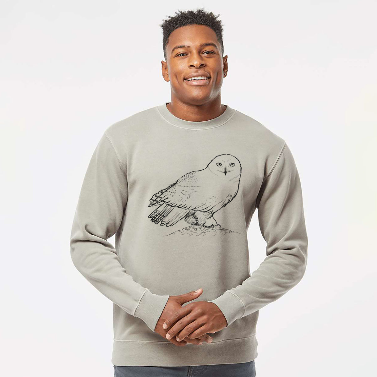 Snowy Owl - Bubo scandiacus - Unisex Pigment Dyed Crew Sweatshirt