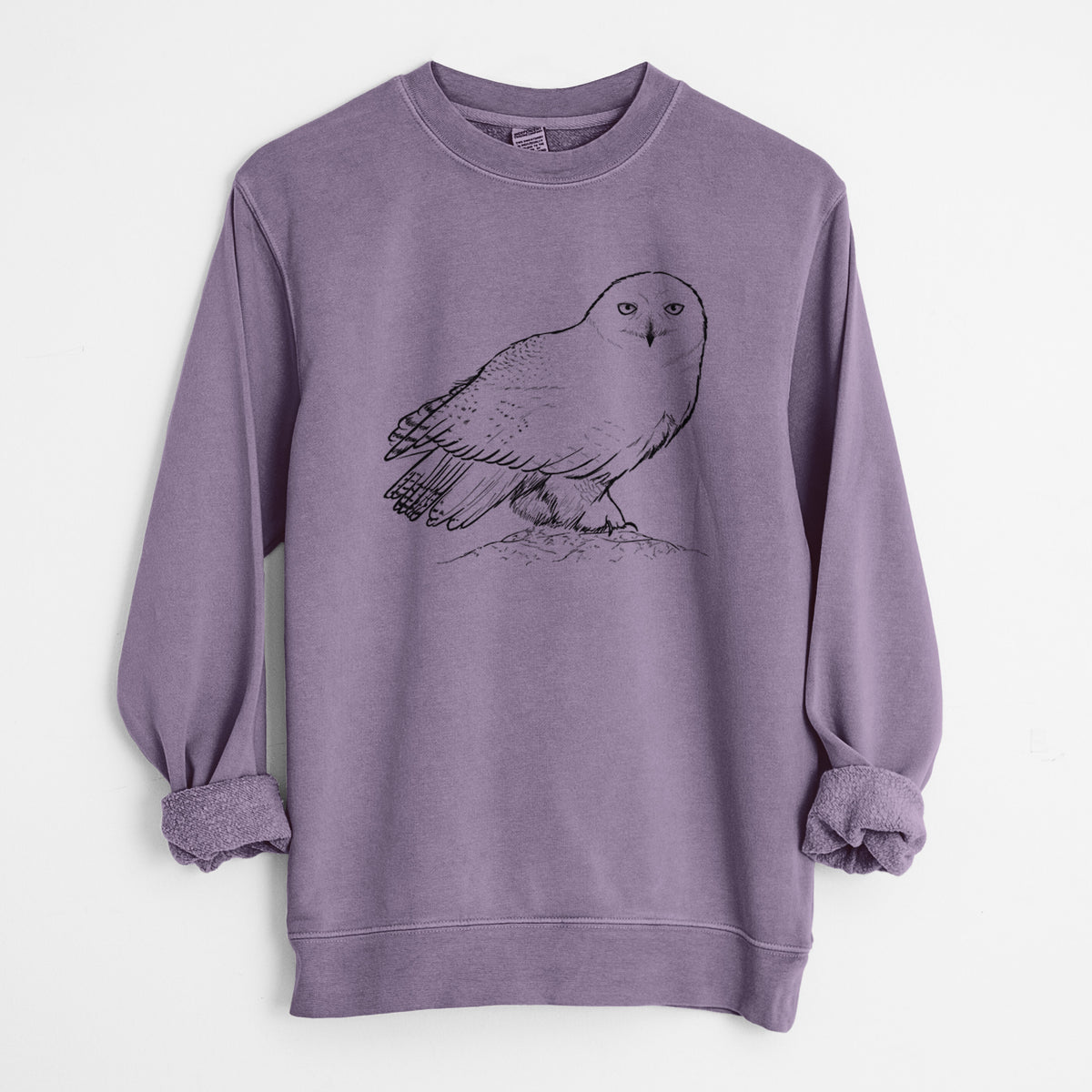 Snowy Owl - Bubo scandiacus - Unisex Pigment Dyed Crew Sweatshirt