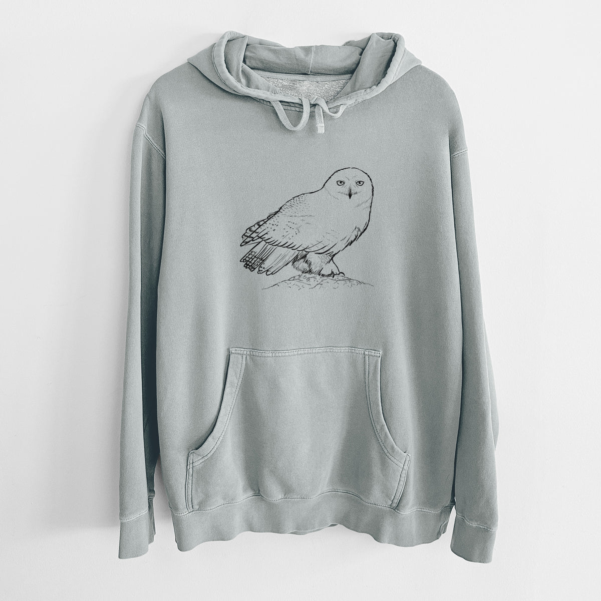 Snowy Owl - Bubo scandiacus - Unisex Pigment Dyed Hoodie