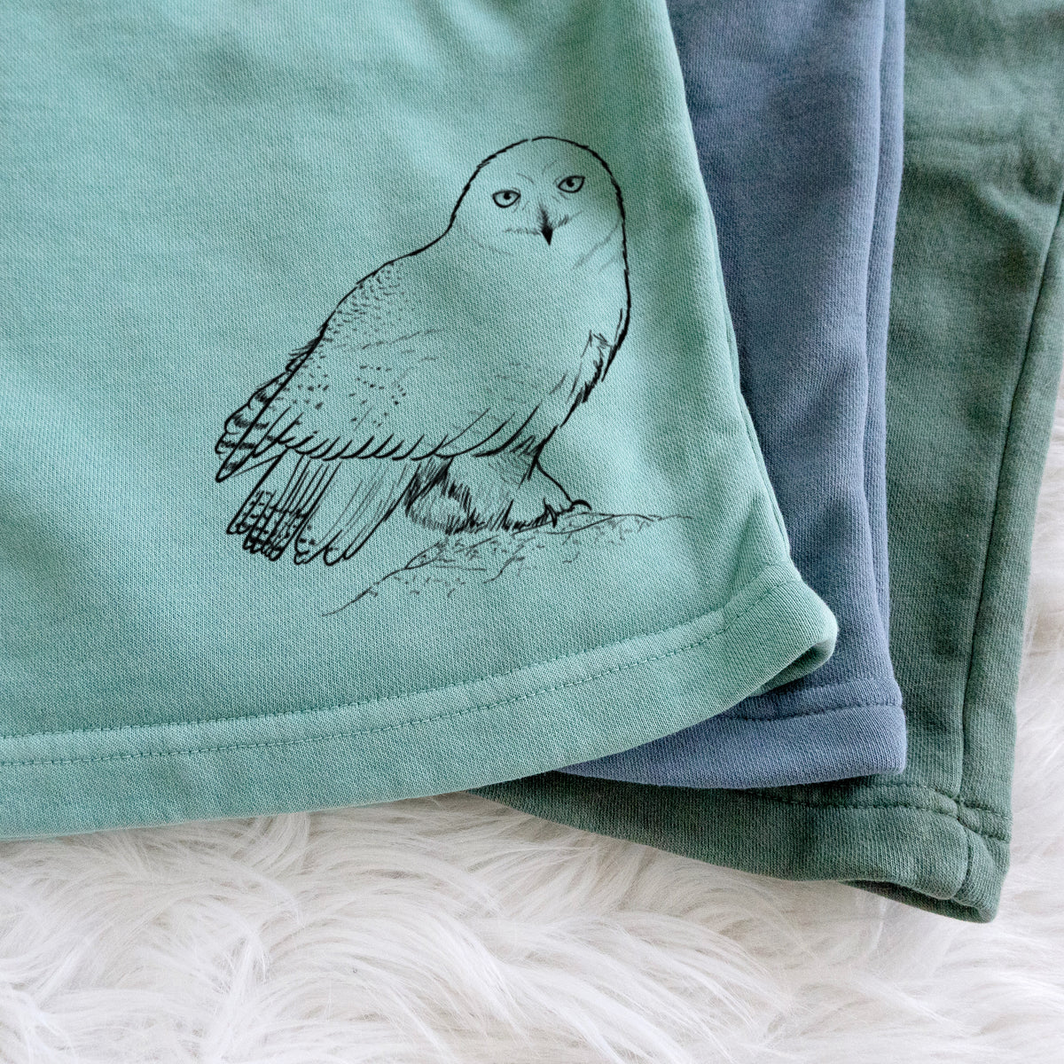 Snowy Owl - Bubo scandiacus - Unisex Pigment Dyed Shorts