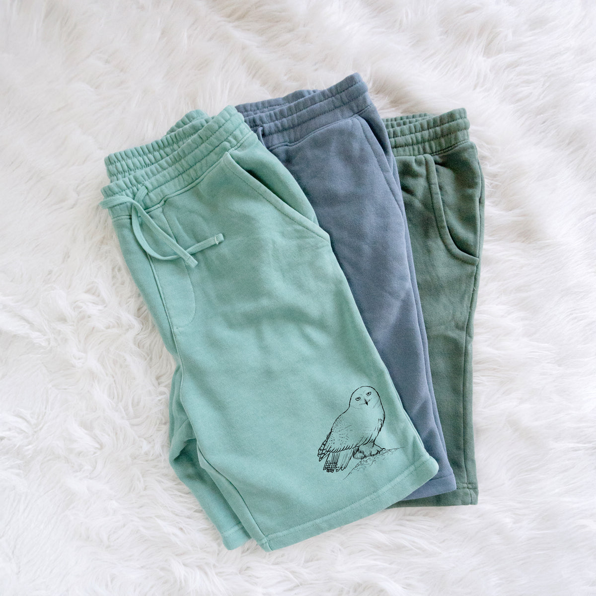 Snowy Owl - Bubo scandiacus - Unisex Pigment Dyed Shorts