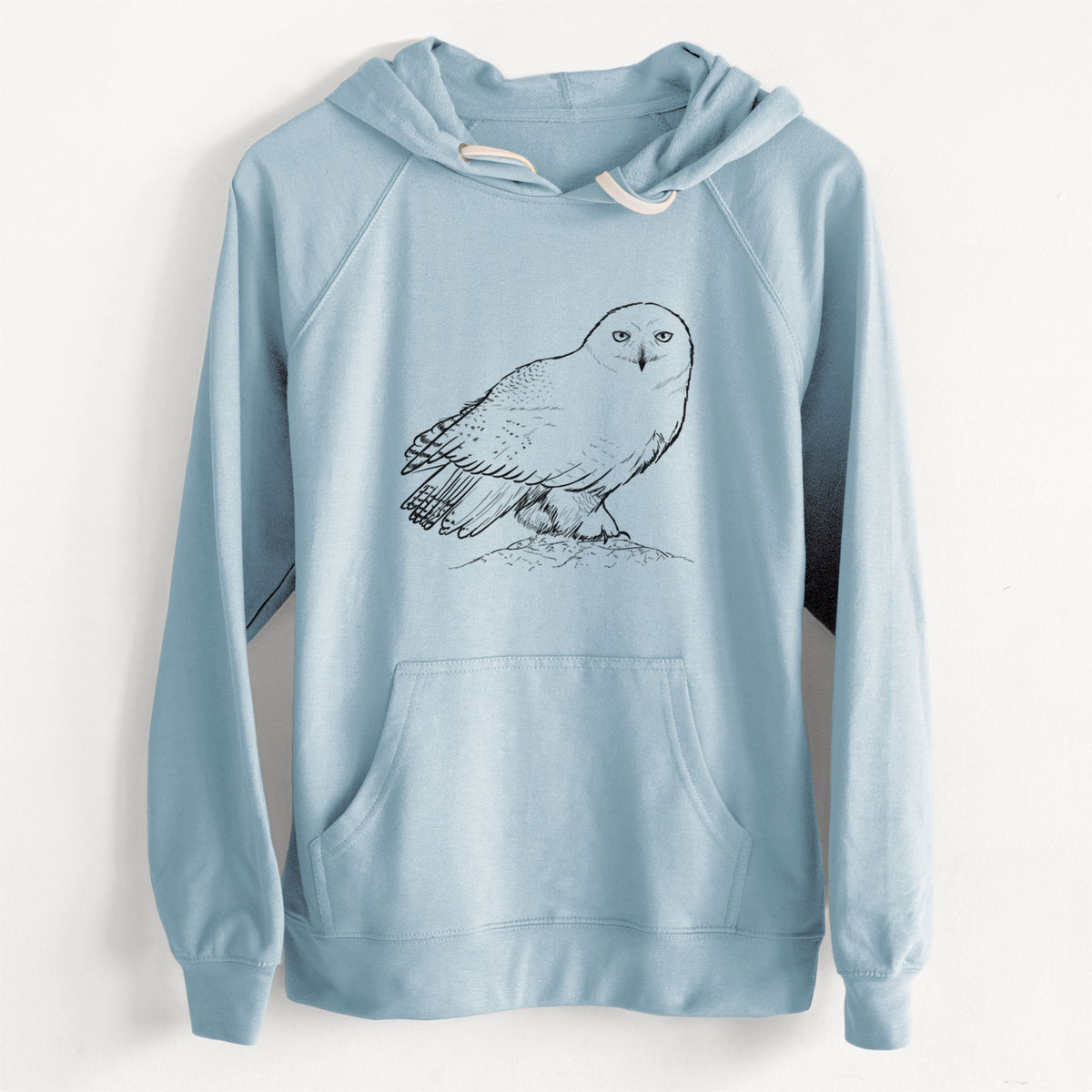 CLEARANCE - Snowy Owl - Bubo scandiacus  - Unisex Slim Fit Loopback Terry Hoodie