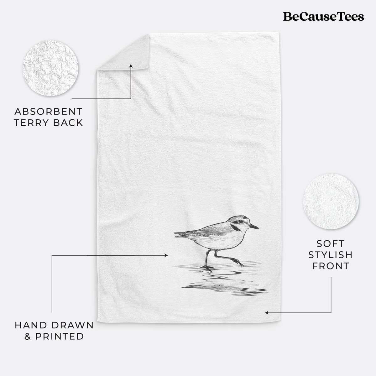 Western Snowy Plover - Charadrius nivosus nivosus Premium Decorative Hand Towel