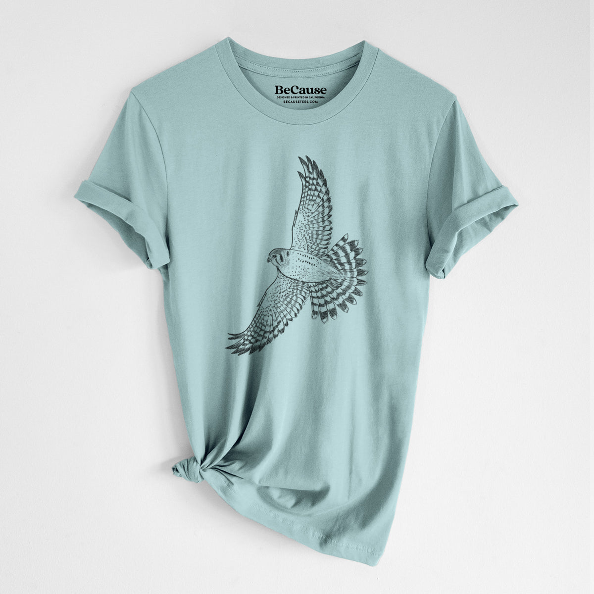 Soaring American Kestrel - Falco sparverius - Lightweight 100% Cotton Unisex Crewneck