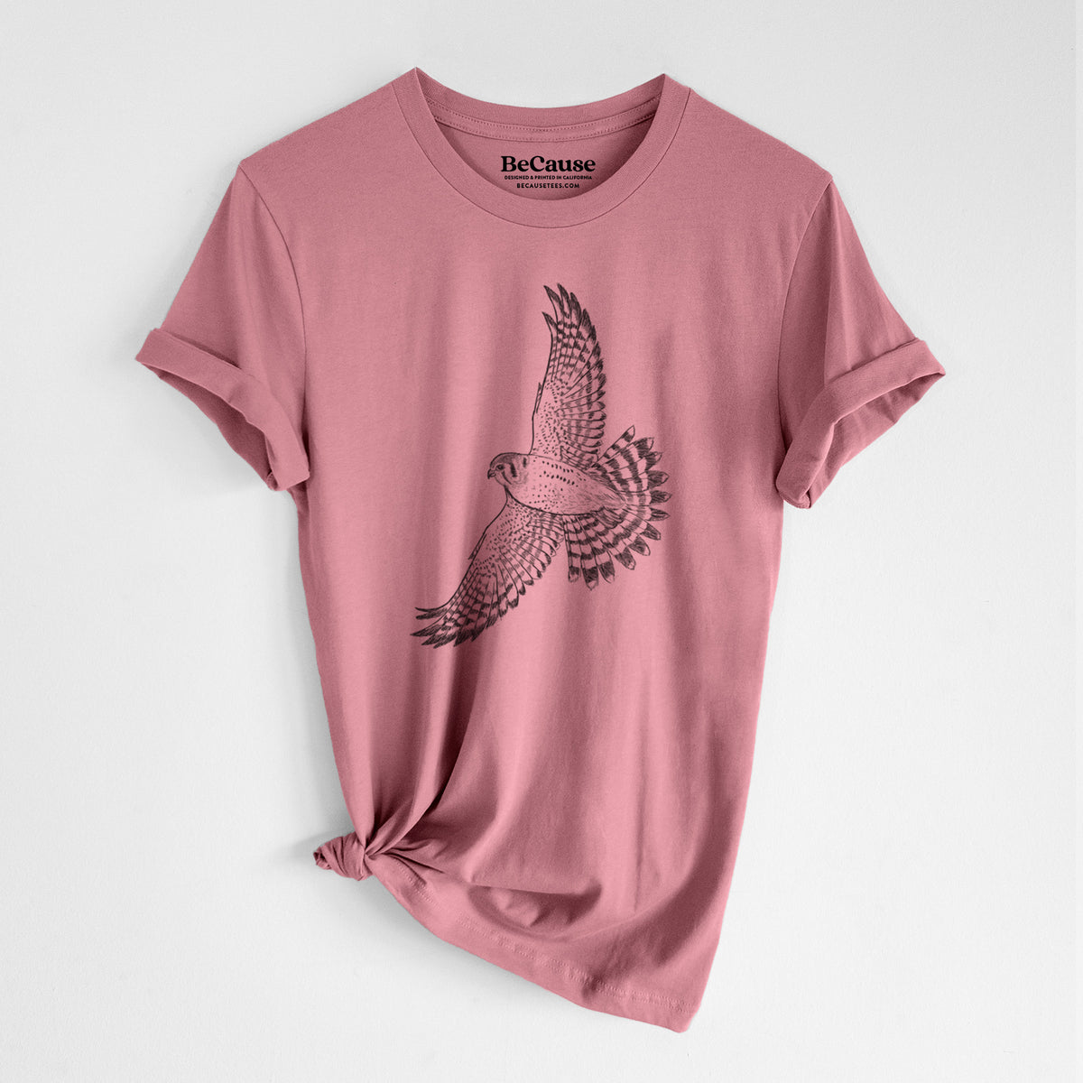 Soaring American Kestrel - Falco sparverius - Lightweight 100% Cotton Unisex Crewneck