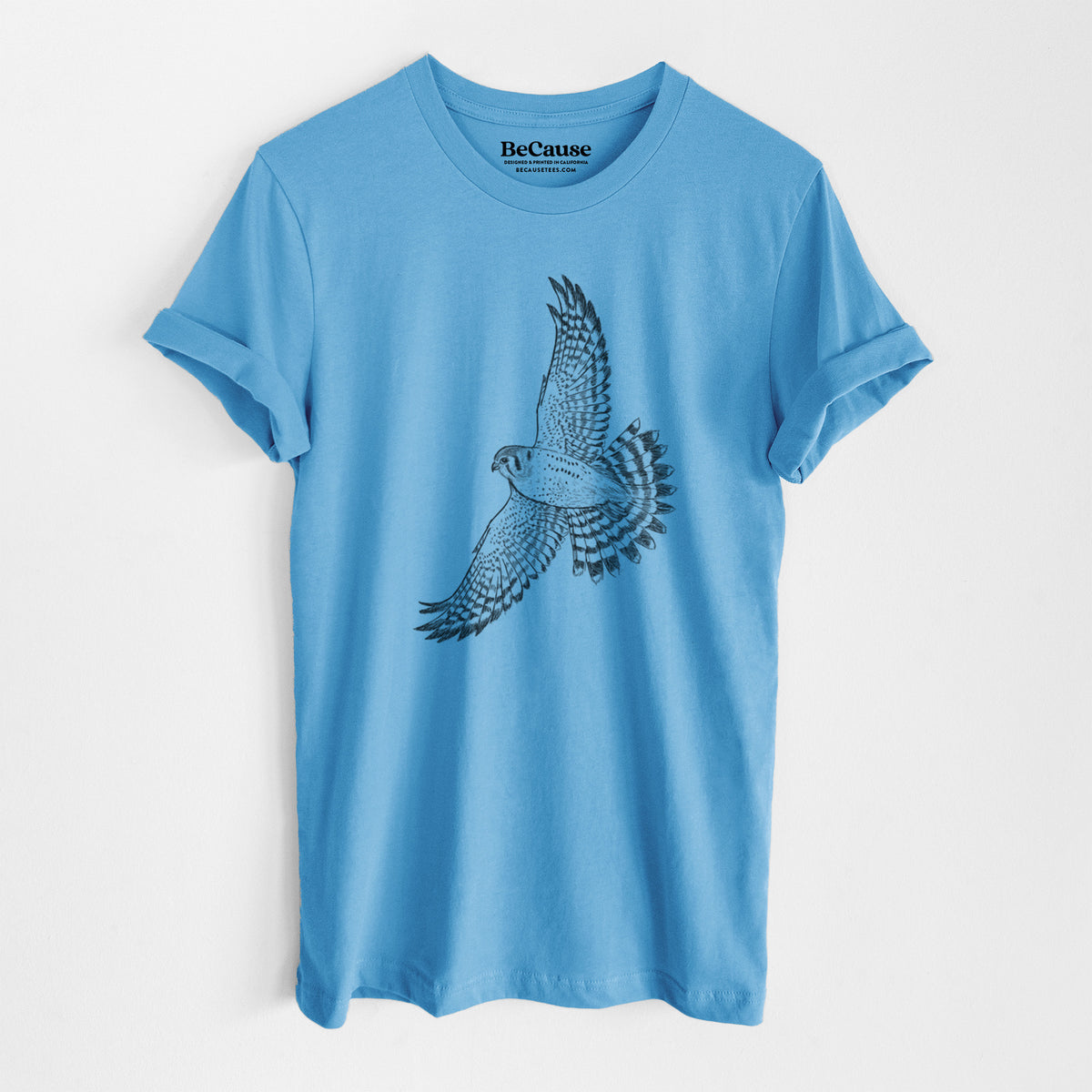 Soaring American Kestrel - Falco sparverius - Lightweight 100% Cotton Unisex Crewneck