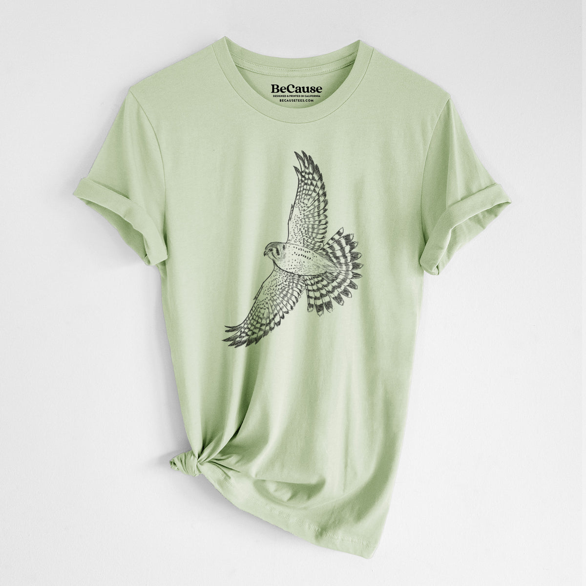 Soaring American Kestrel - Falco sparverius - Lightweight 100% Cotton Unisex Crewneck