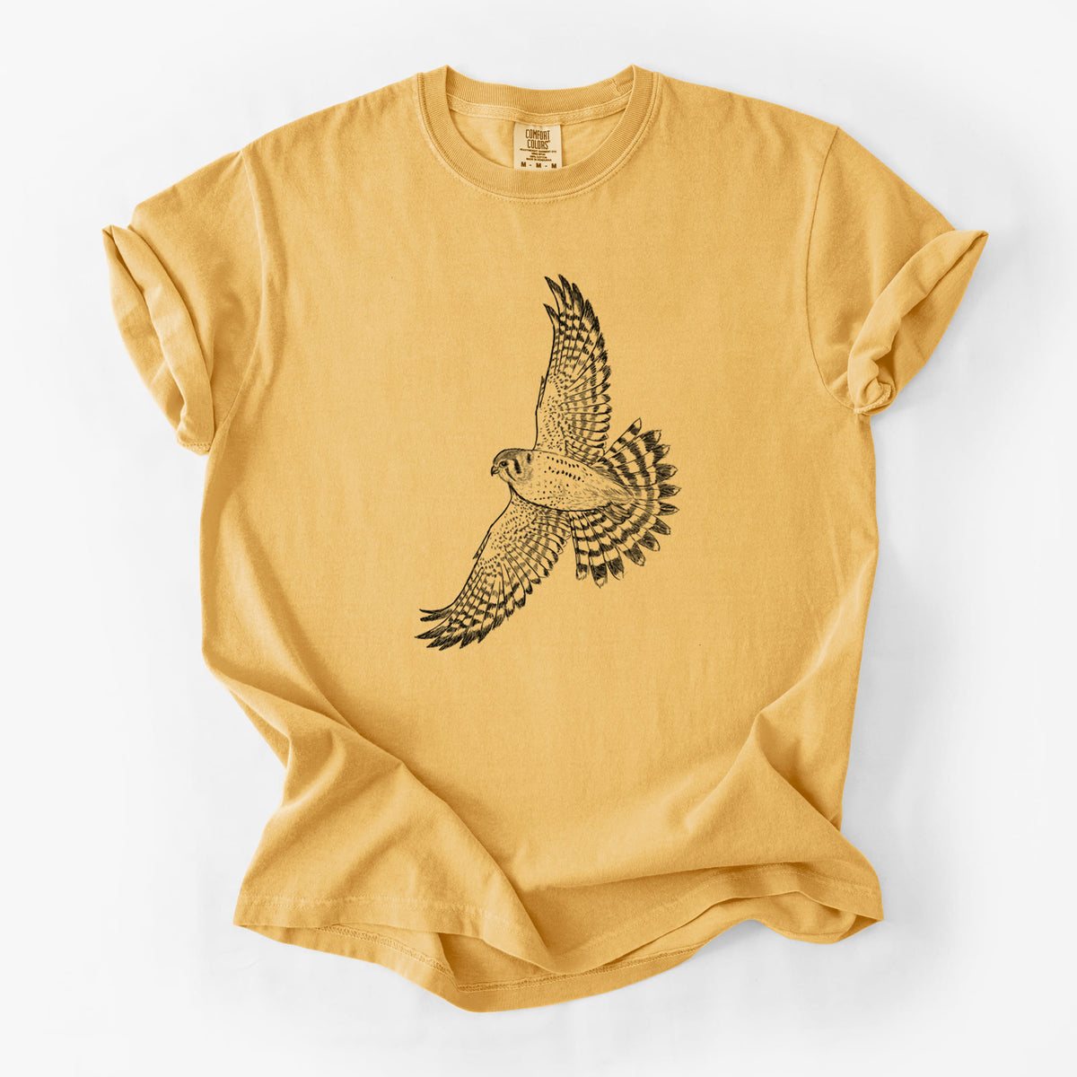 Soaring American Kestrel - Falco sparverius - Unisex Comfort Colors Garment-Dyed Heavyweight T-shirt